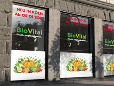 Folienbeschriftung kaufen Essen Klebefolie bedrucken lassen Essen Schaufensterbeschriftung kaufen